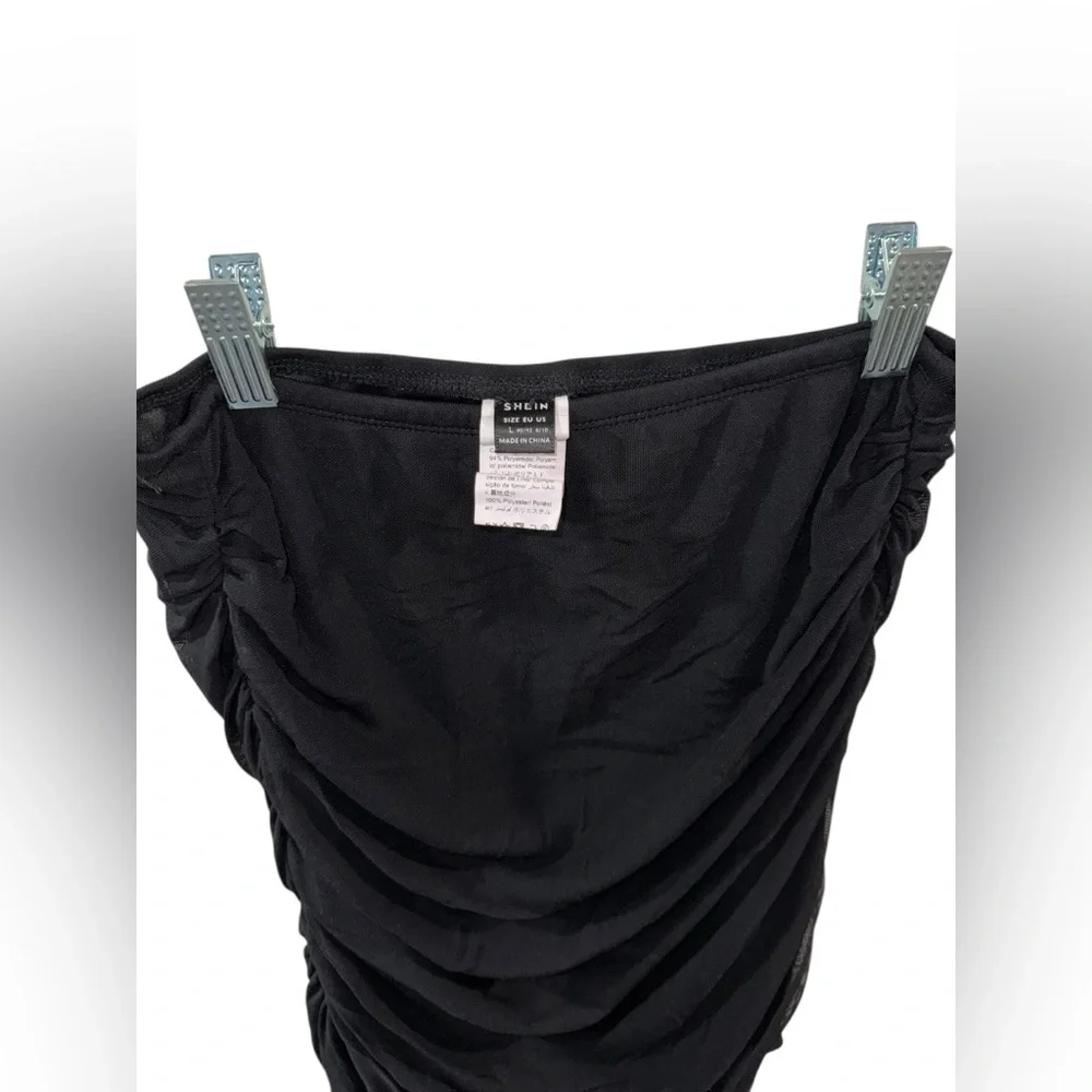 SHEIN Black Ruched Pencil‎ Skirt